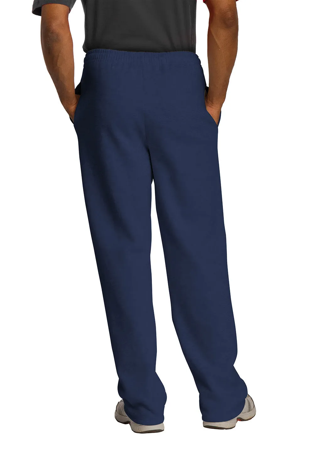 Jerzees Mens NuBlend Pill Resistant Fleece Open Bottom Sweatpants w/ Pockets - Navy Blue