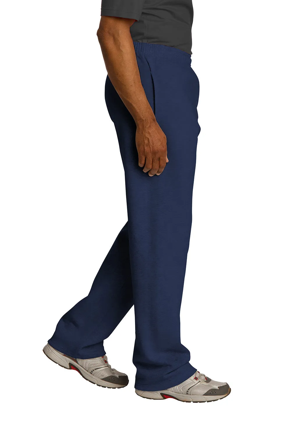 Jerzees Mens NuBlend Pill Resistant Fleece Open Bottom Sweatpants w/ Pockets - Navy Blue