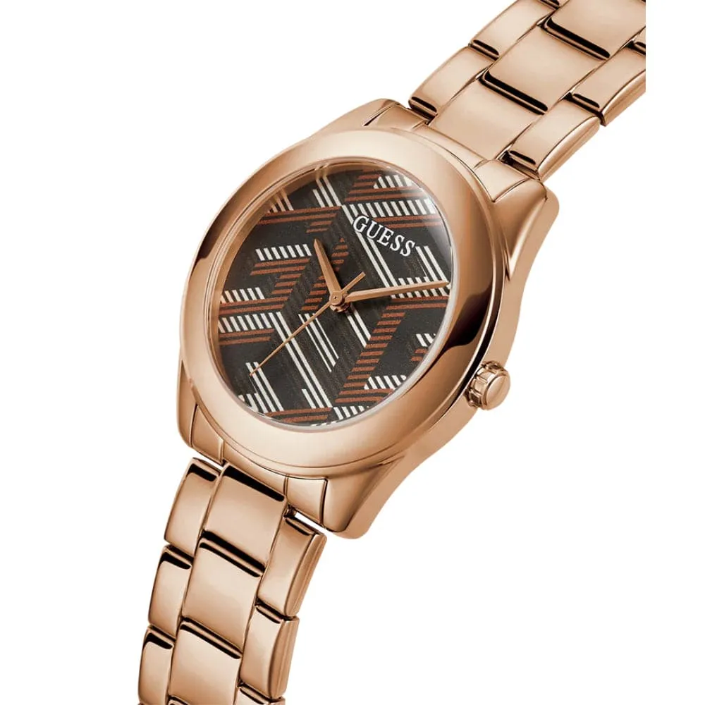 Montre Guess pour Femmes GW0607L3 en Acier Inoxydable Doré Rose avec Cadran Multicolore Analogique et Bracelet en Acier Inoxydable