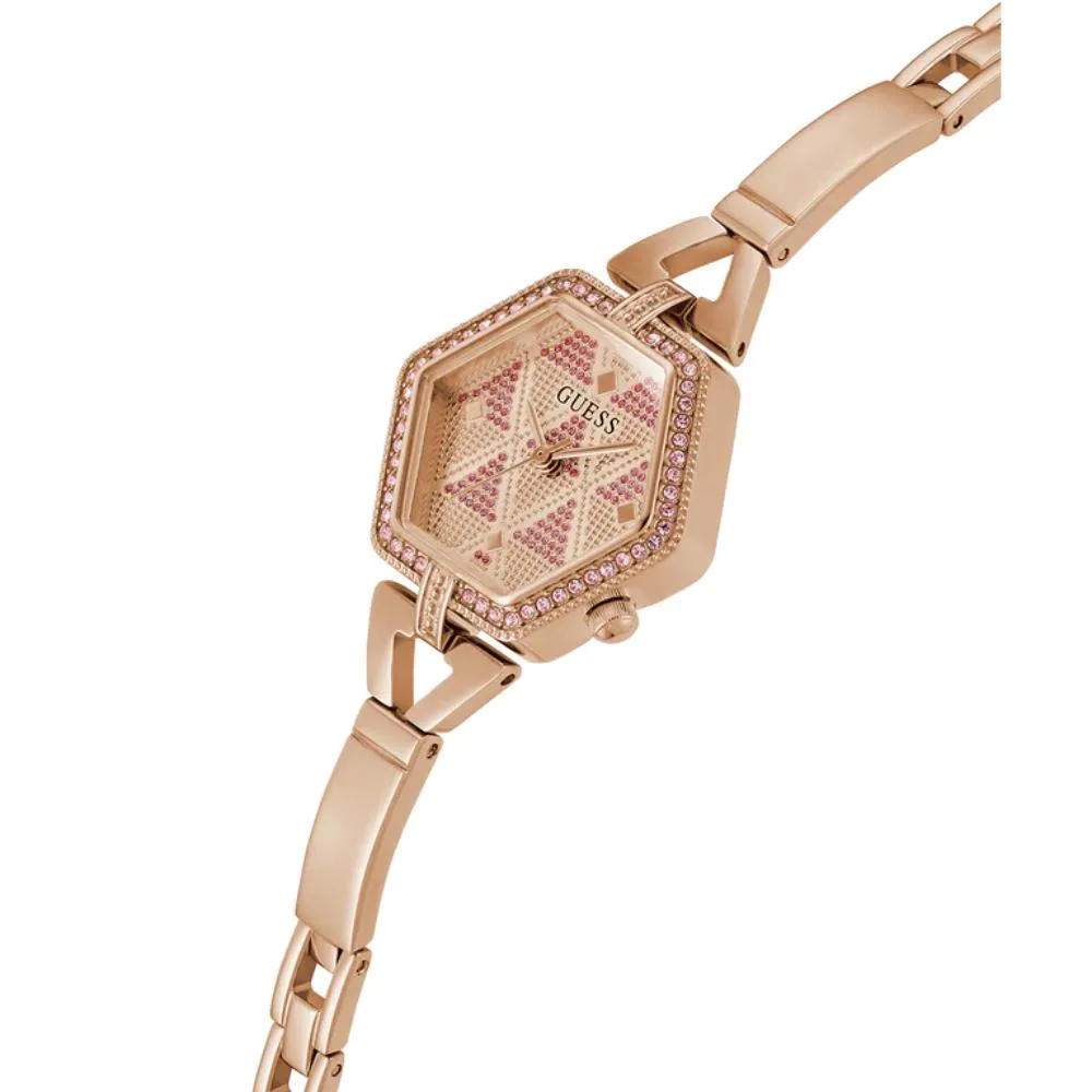 Montre Guess pour femme Audrey Glitz analogique en ton or rose GW0680L3