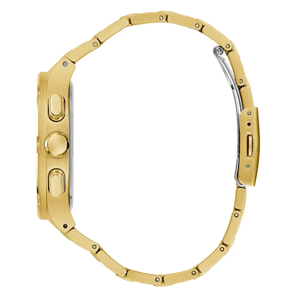 Montre Guess pour Homme Chronographe Cadran Noir Bracelet en Acier Inoxydable Doré GW0572G2