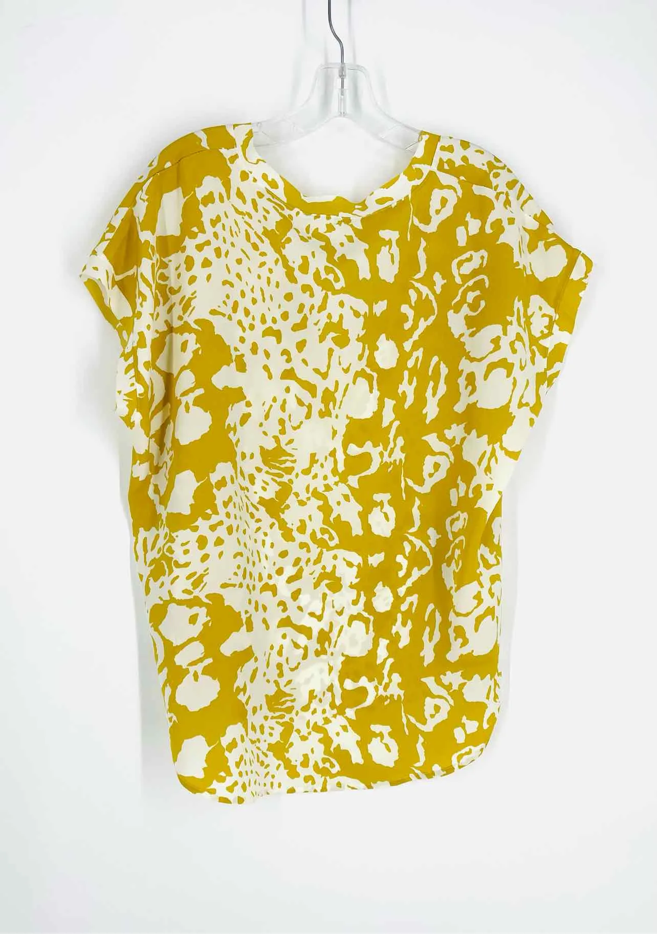 Jodifl Size M Mustard/White Print Tops Top-Short Sleeve
