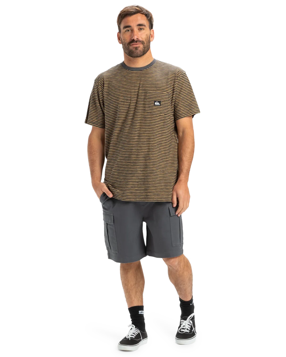 Kentin Pocket T-Shirt in Black Kentin Stripes