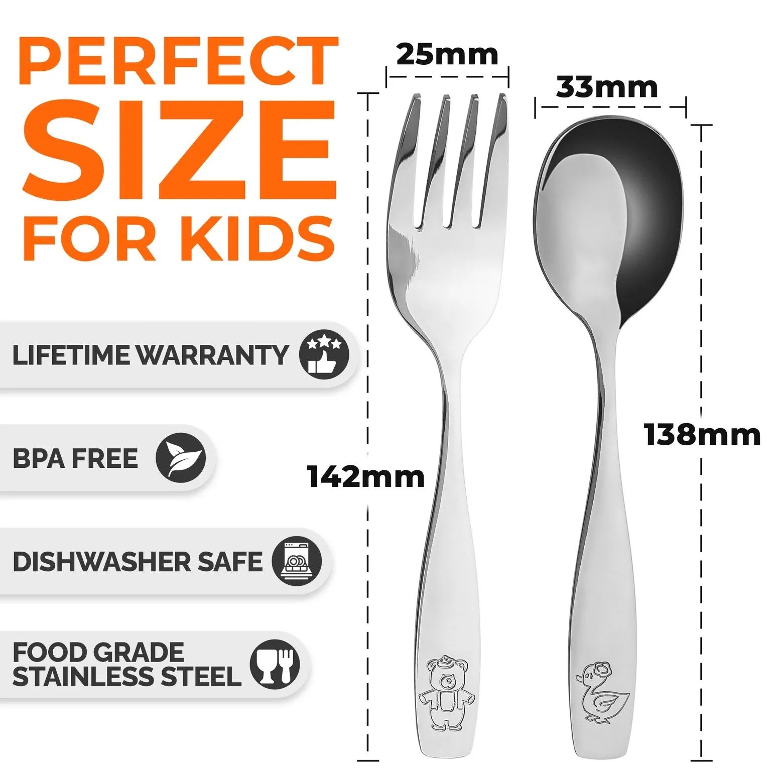 Kids & Toddler Cutlery Set Designed For Self Feeding (4 pcs - Spoon & Fork) ecco Shoes