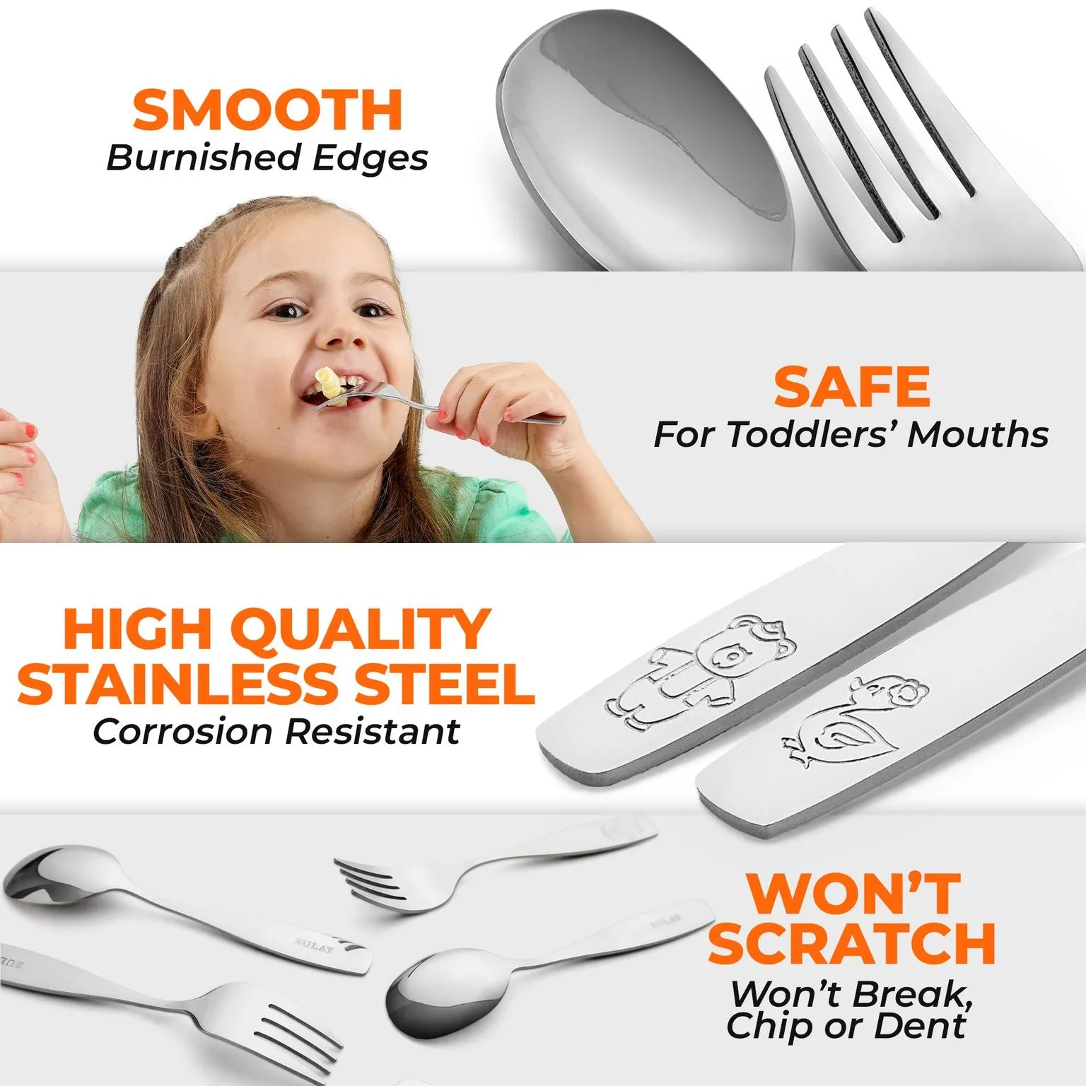Kids & Toddler Cutlery Set Designed For Self Feeding (4 pcs - Spoon & Fork) ecco Shoes