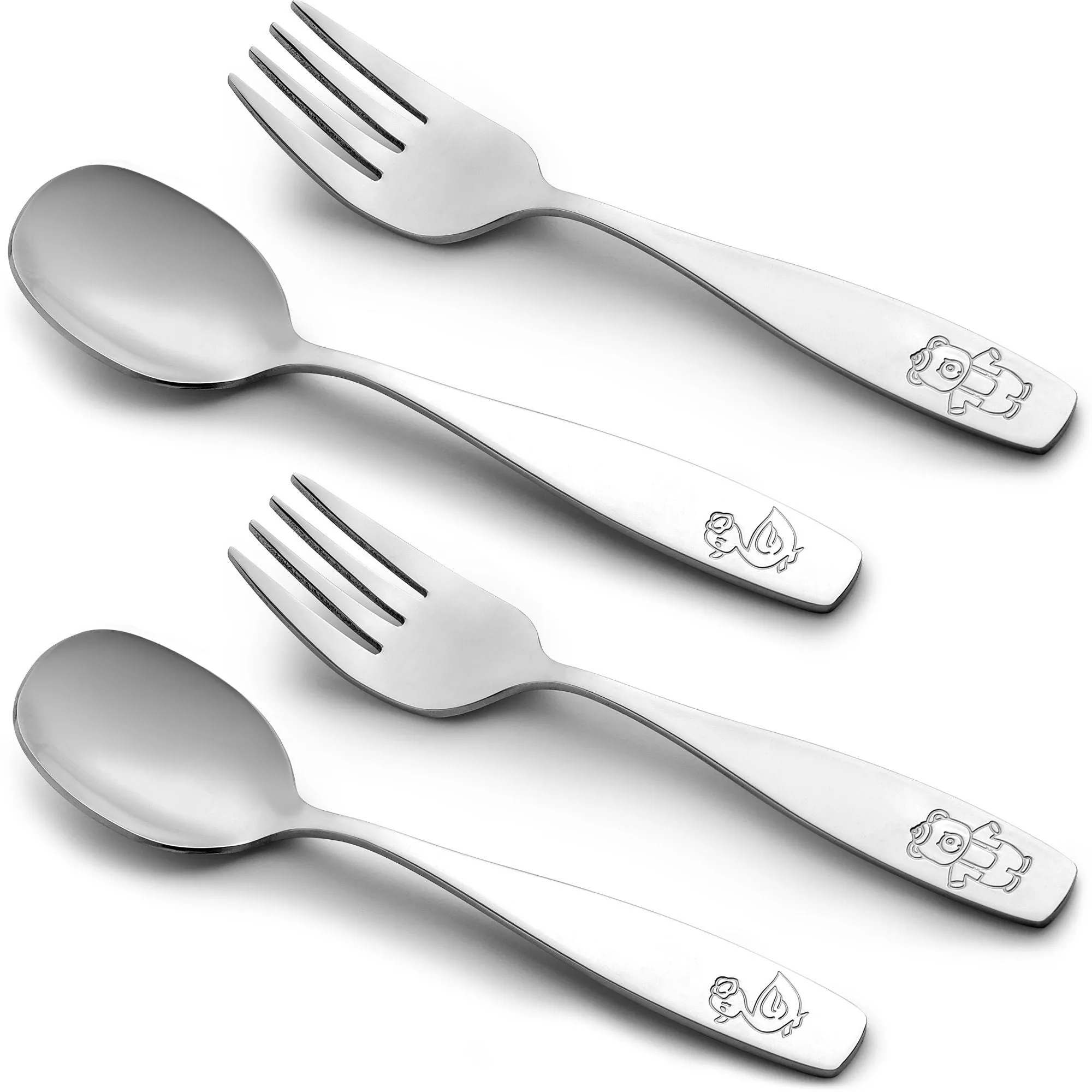 Kids & Toddler Cutlery Set Designed For Self Feeding (4 pcs - Spoon & Fork) ecco Shoes