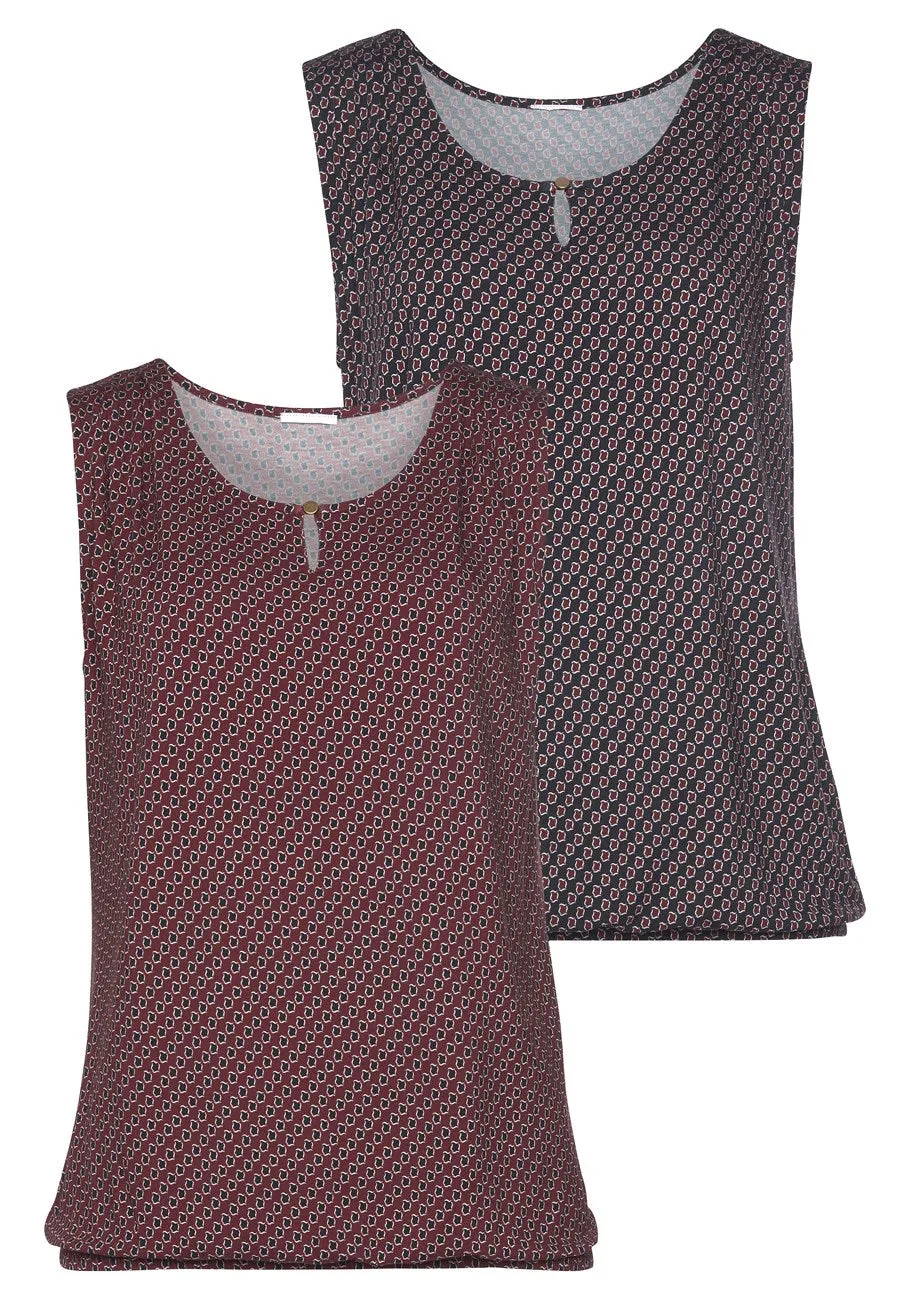 LASCANA Women's 2-Pack Printed Tank Tops