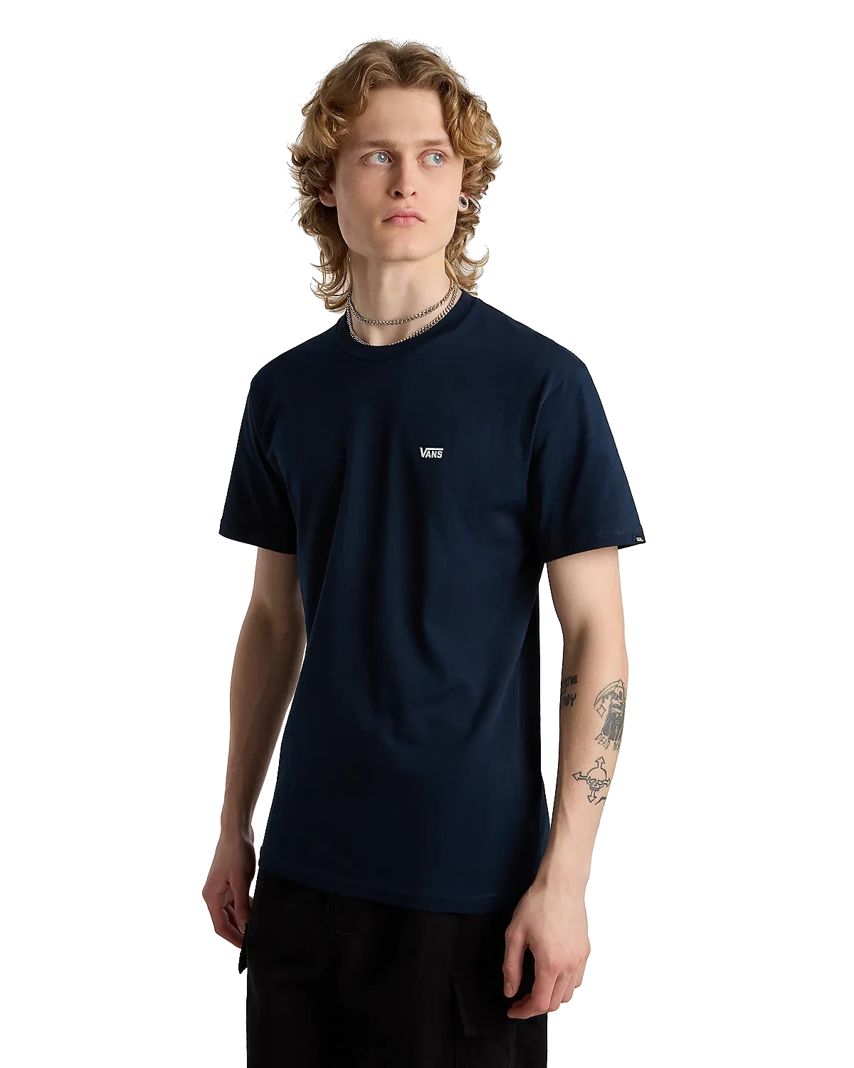 Left Chest Logo T-Shirt in Navy & White