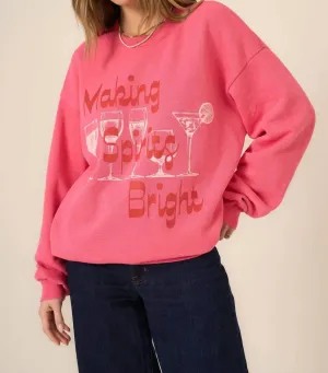 Making Spirits Bright Crew Neck Sweatshirt In Pink