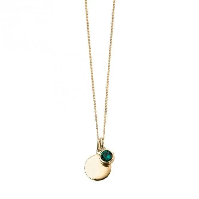 Collier Swarovski P5012 Beginnings Jewellery avec disque gravable et pierre de naissance plaqué or jaune mai