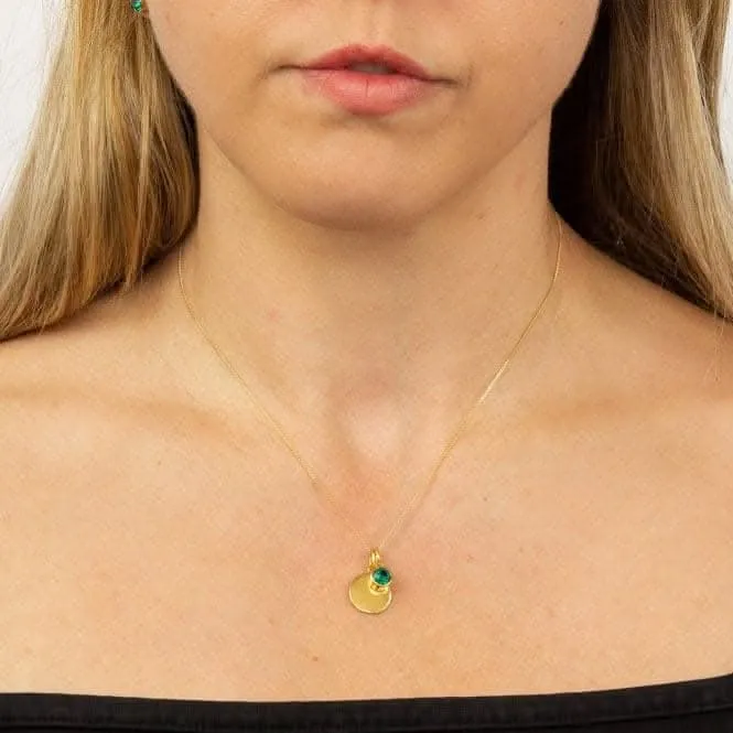 Collier Swarovski P5012 Beginnings Jewellery avec disque gravable et pierre de naissance plaqué or jaune mai