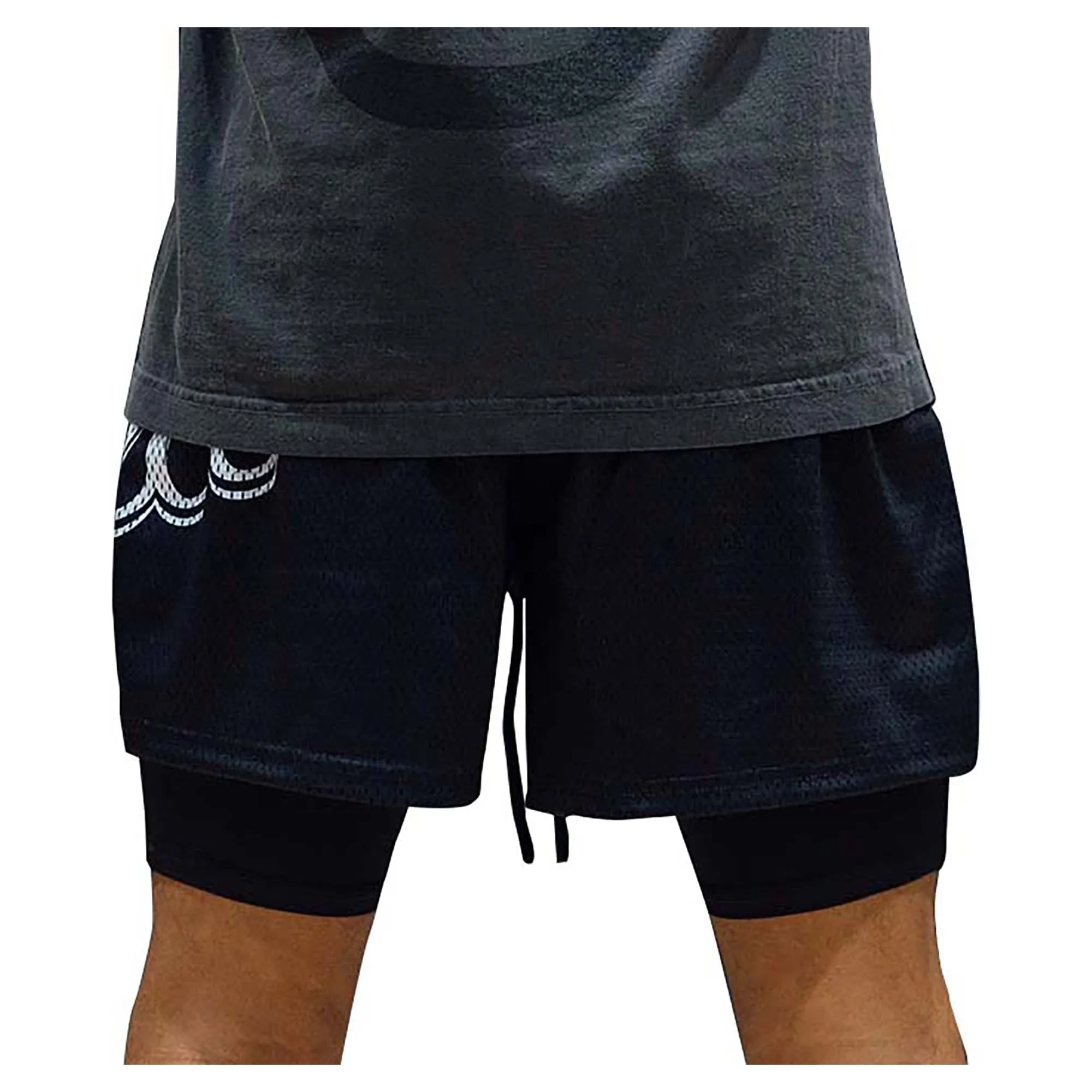 Men's Black/White Mesh Shorts