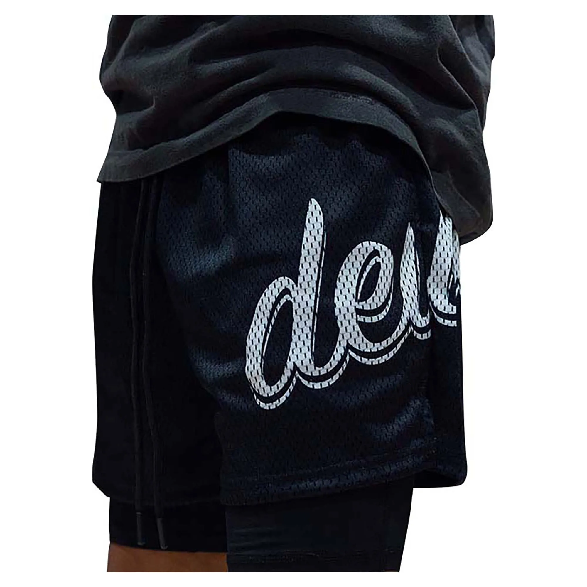Men's Black/White Mesh Shorts