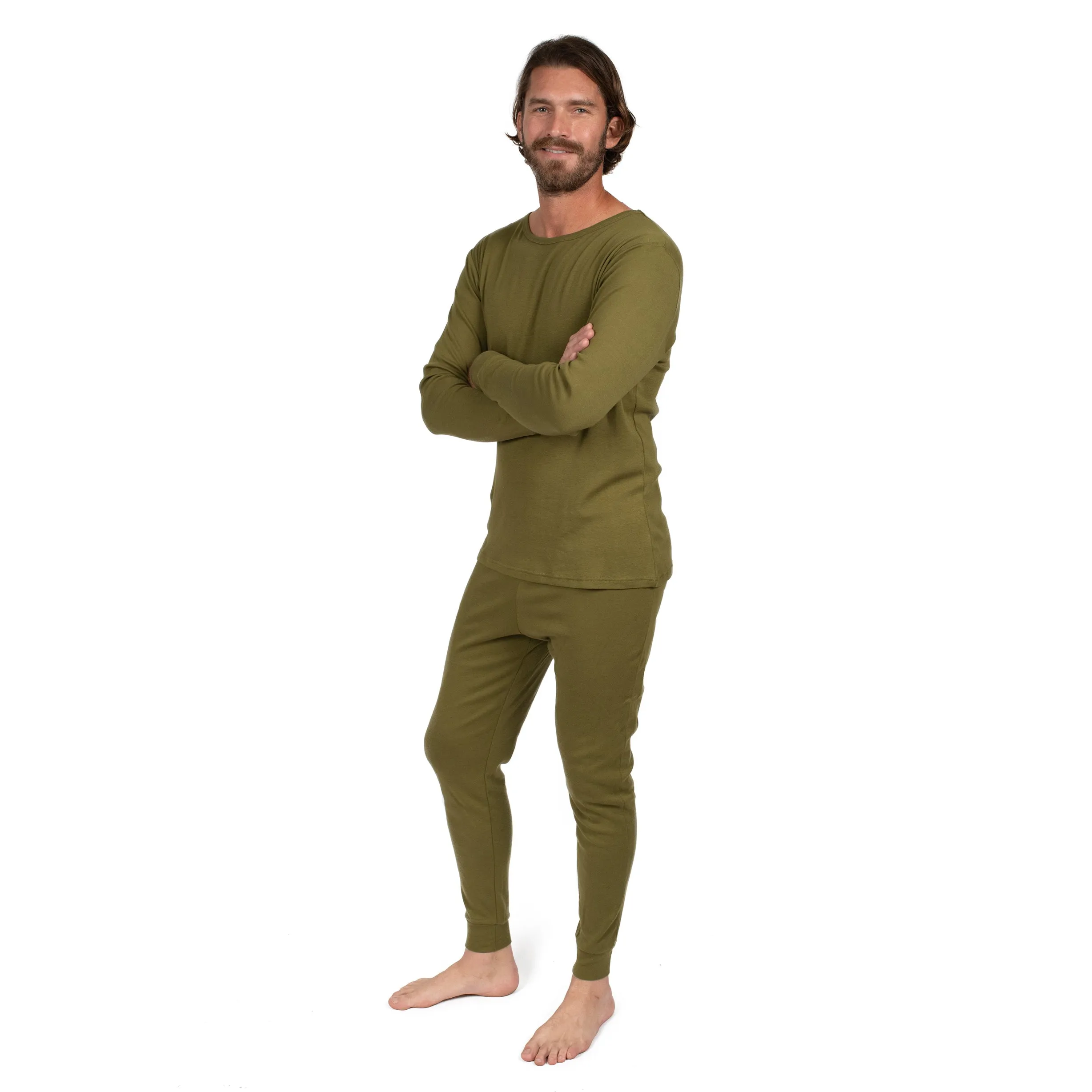 Mens Two Piece Cotton Pajamas Boho Solid Color