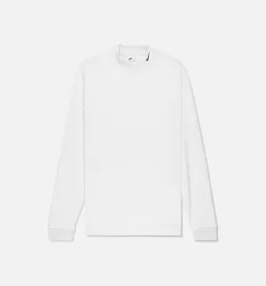 Mock Neck Mens Long Sleeve Shirt - White