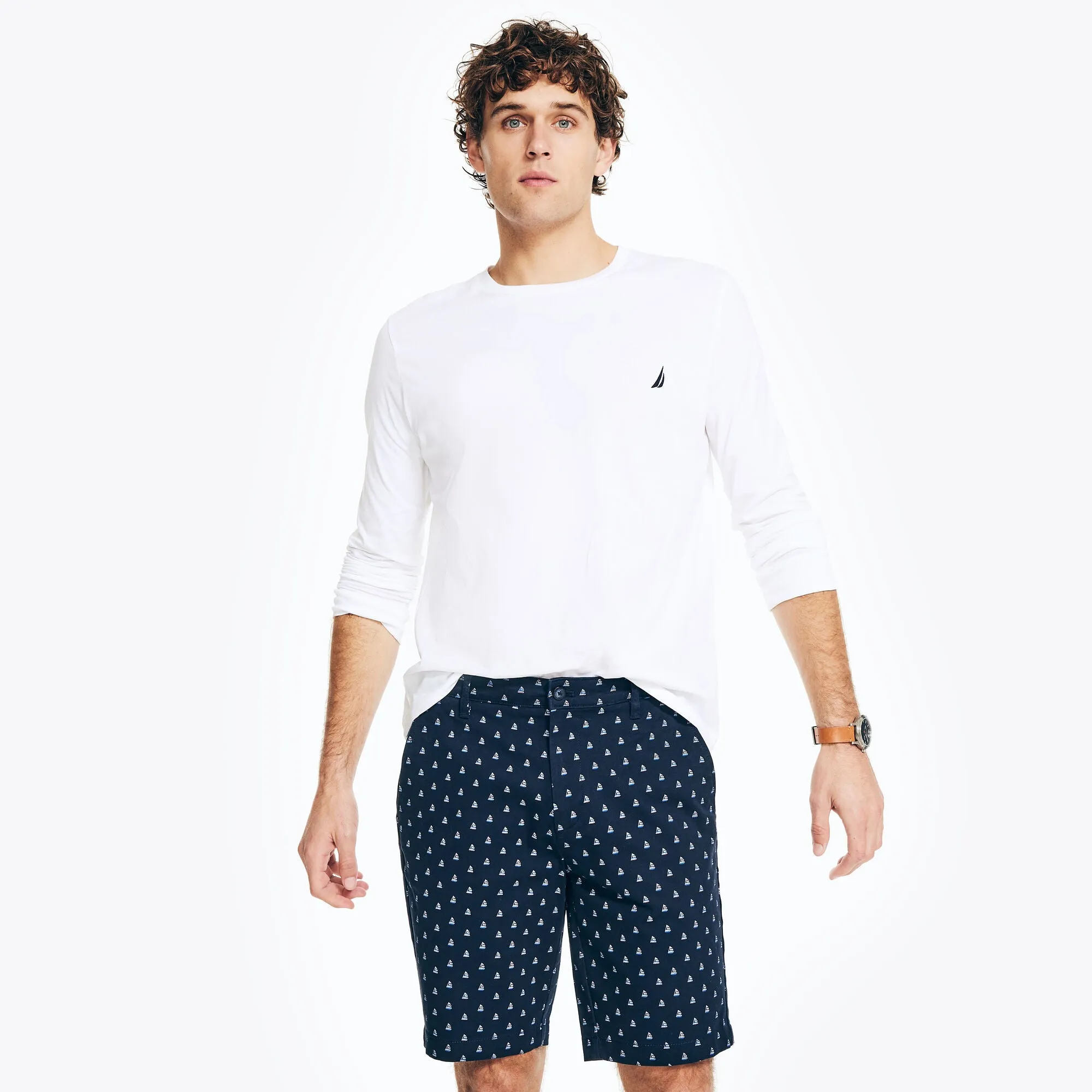 Nautica Mens 9.5" Printed Deck Short