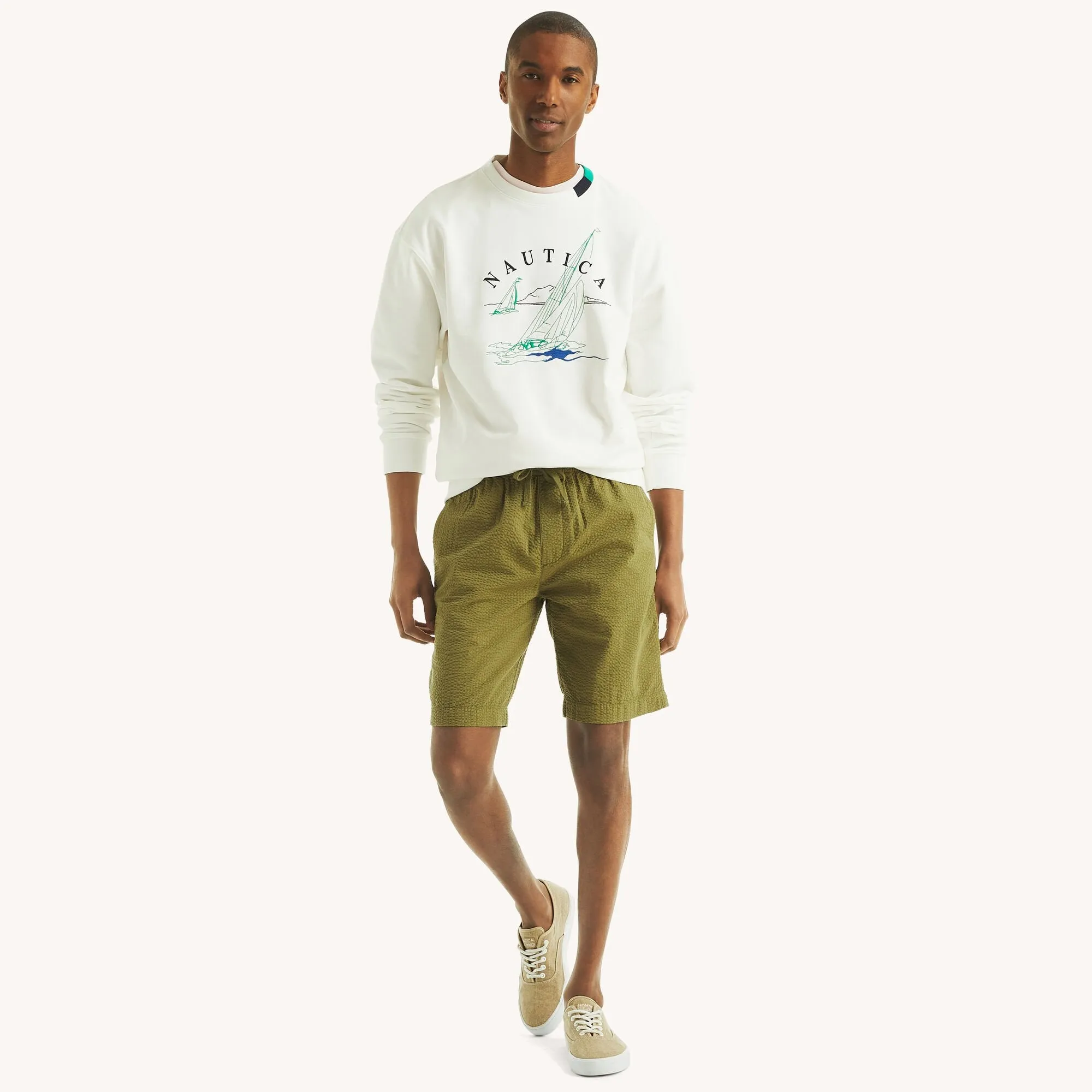 Nautica Mens Boat Embroidered Sweatshirt