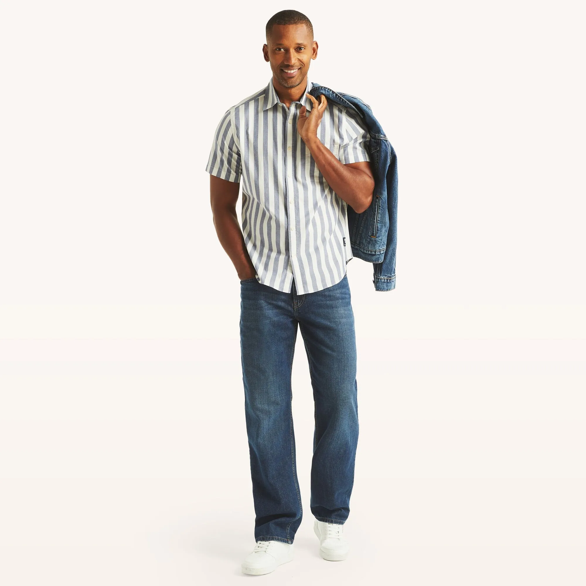 Nautica Mens Nautica Jeans Co. Striped Short-Sleeve Shirt