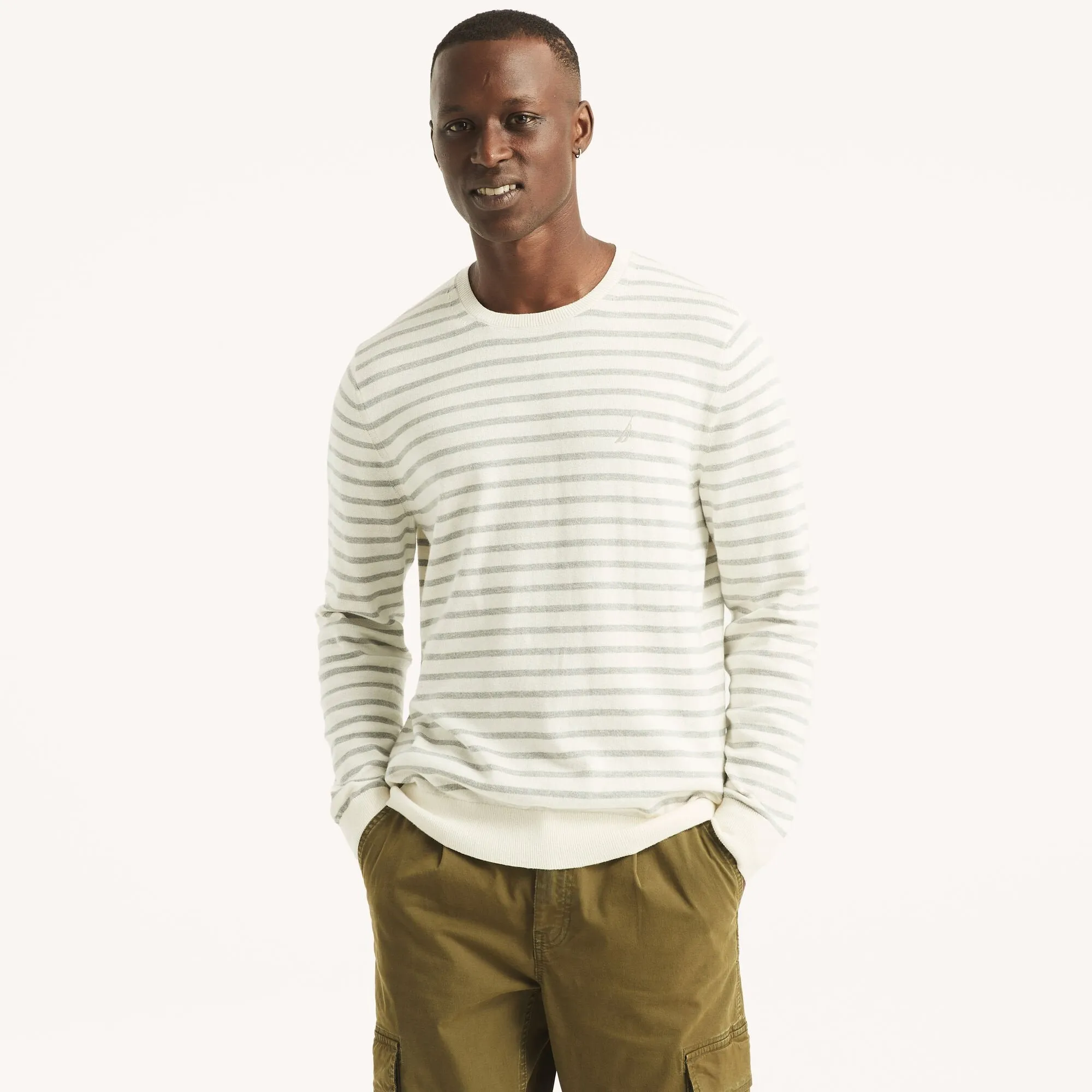 Nautica Mens Navtech Striped Crewneck Sweater
