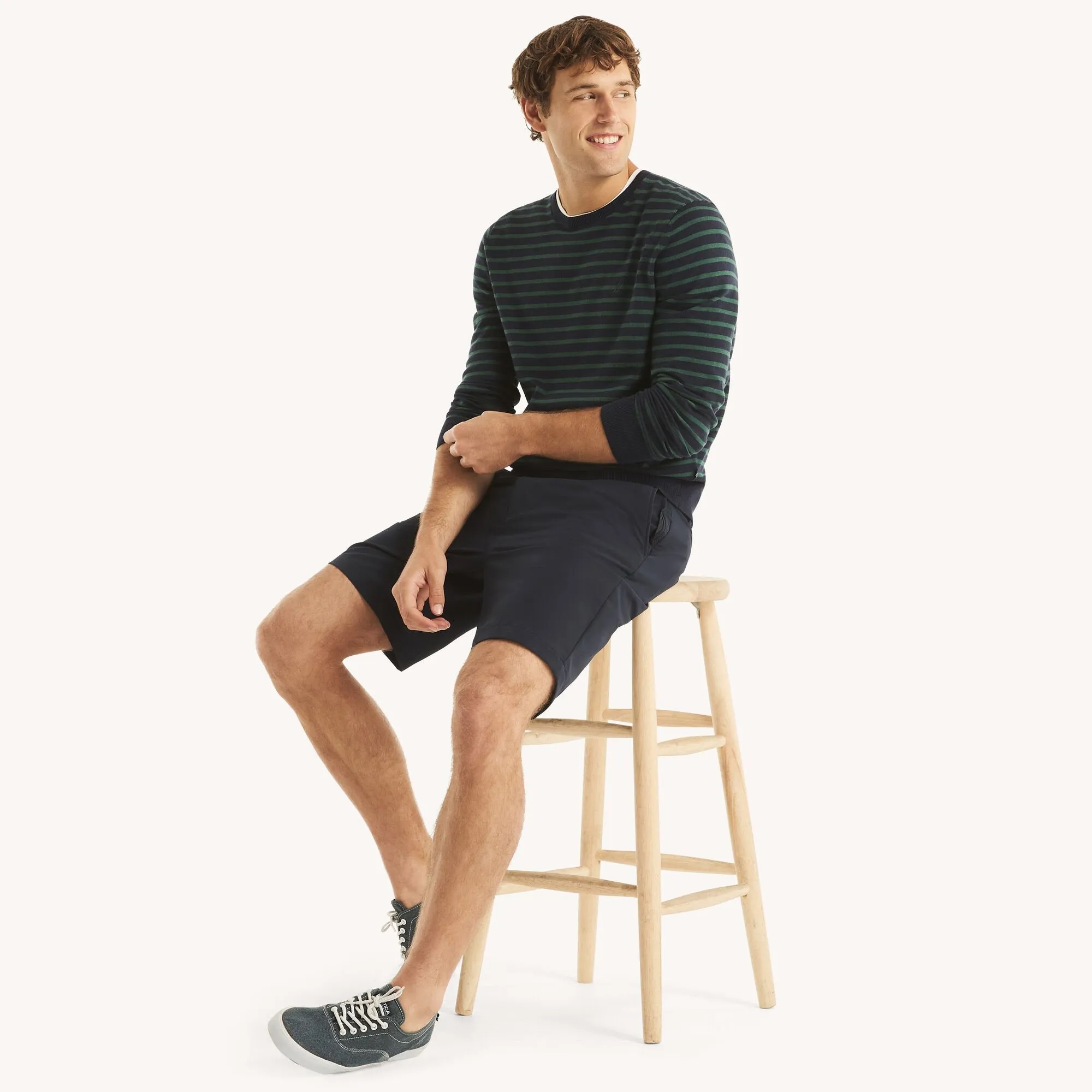 Nautica Mens Navtech Striped Crewneck Sweater
