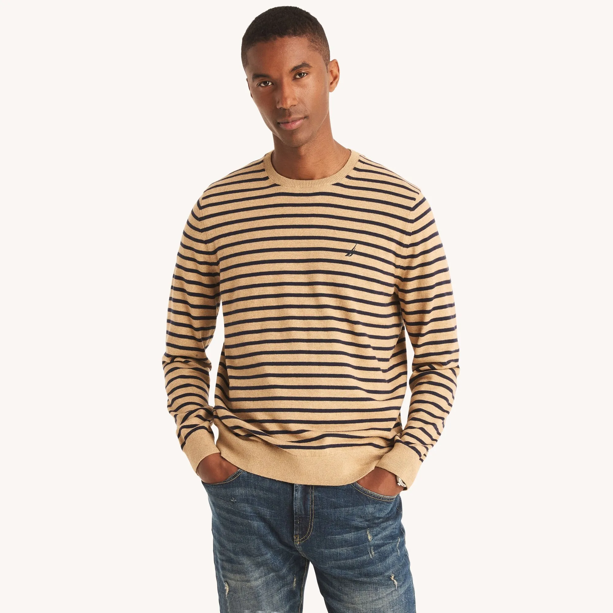 Nautica Mens Navtech Striped Crewneck Sweater