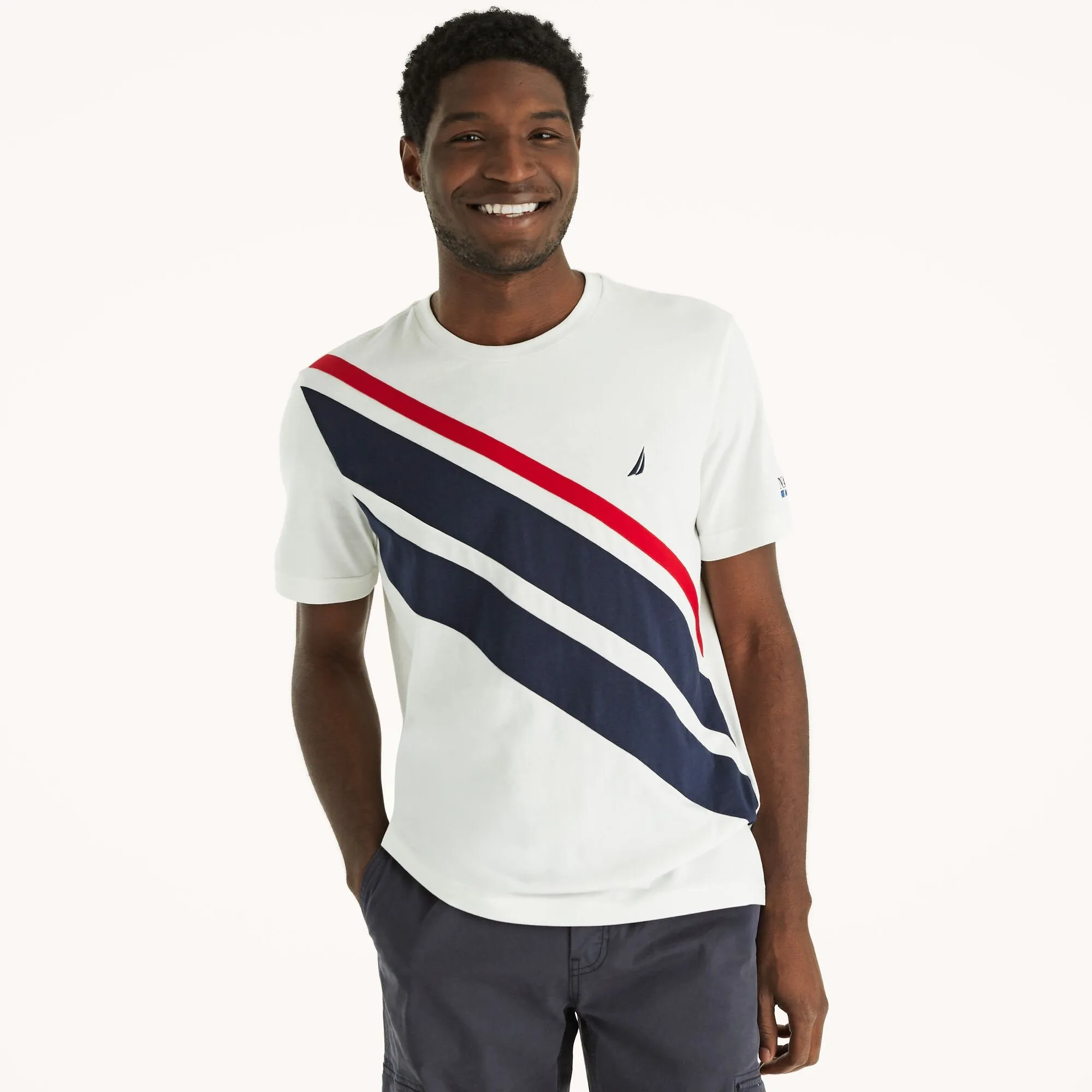 Nautica Mens Pieced Crewneck T-Shirt