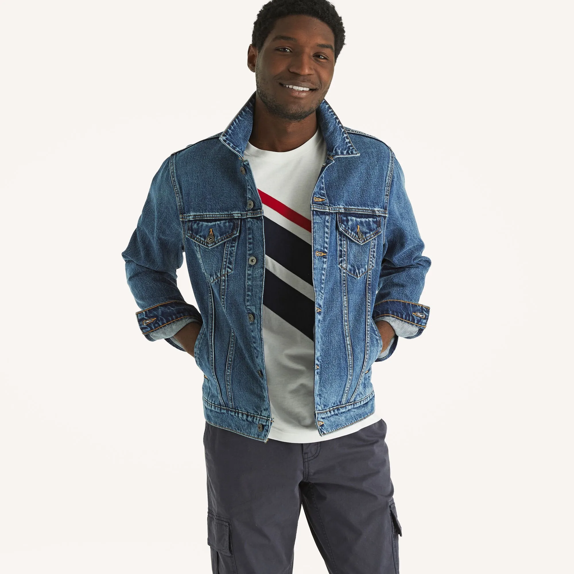 Nautica Mens Pieced Crewneck T-Shirt