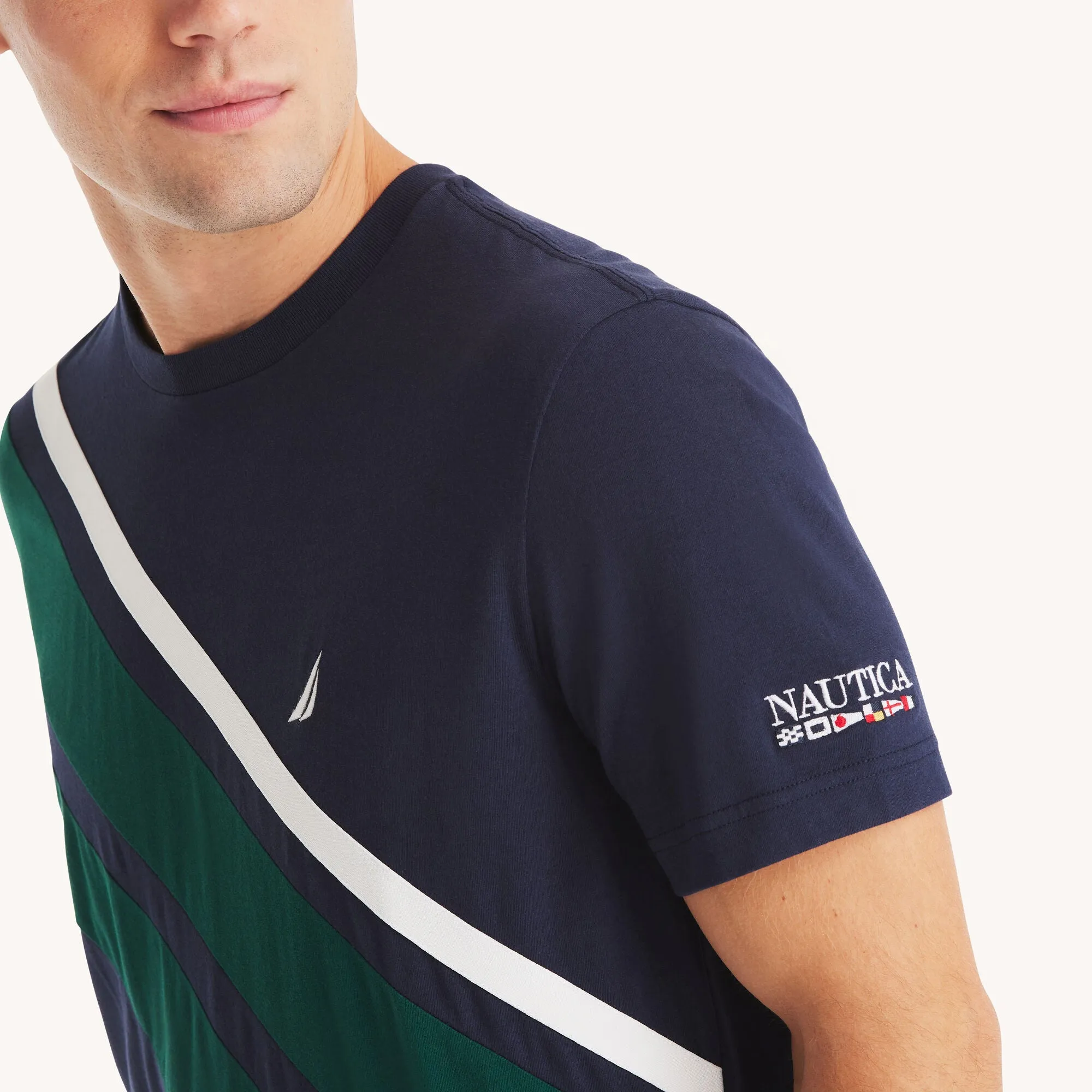 Nautica Mens Pieced Crewneck T-Shirt