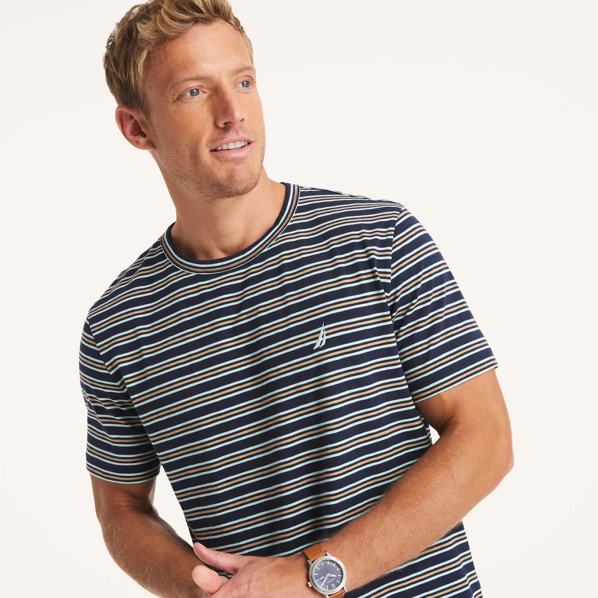 Nautica Mens Striped Crewneck T-Shirt