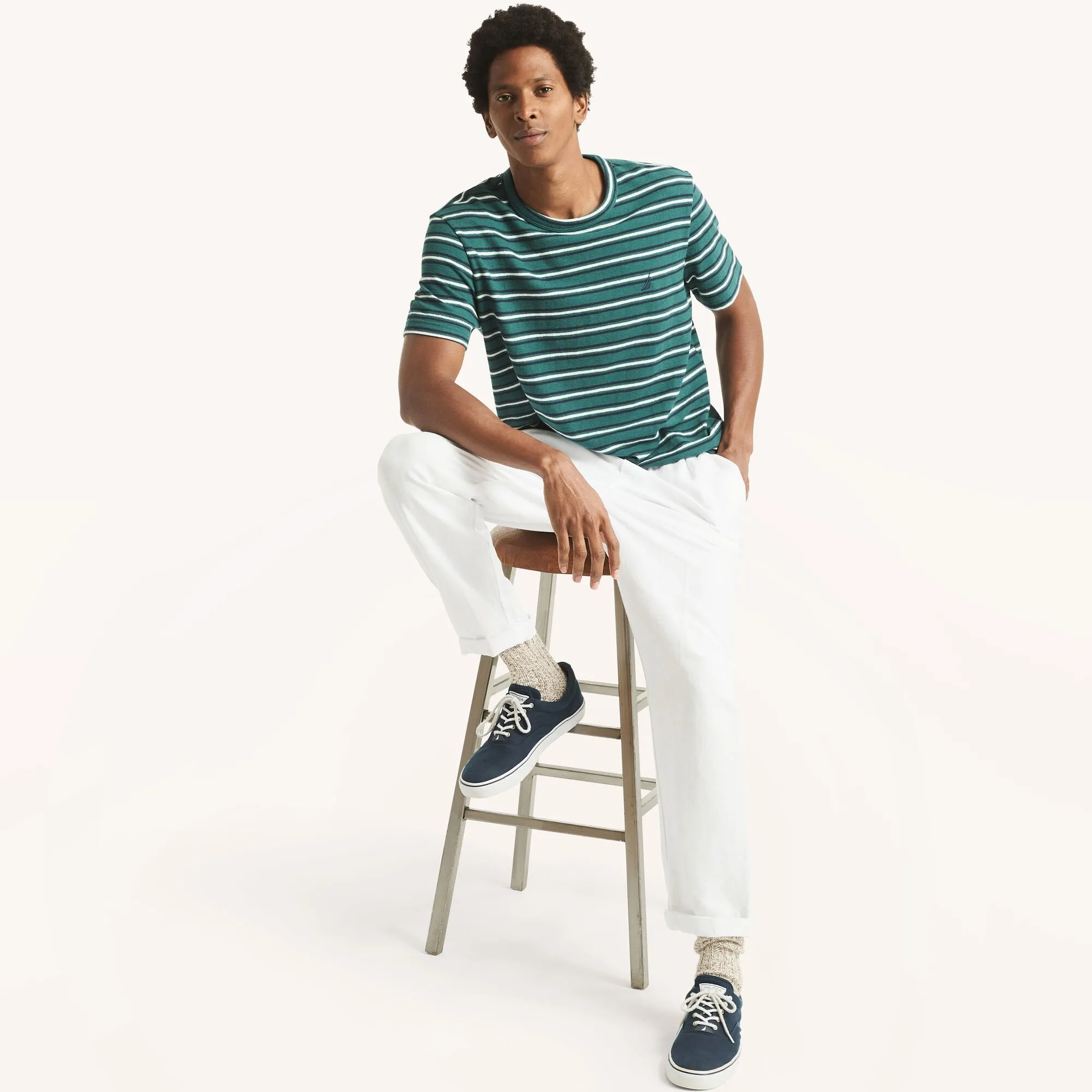 Nautica Mens Striped Crewneck T-Shirt