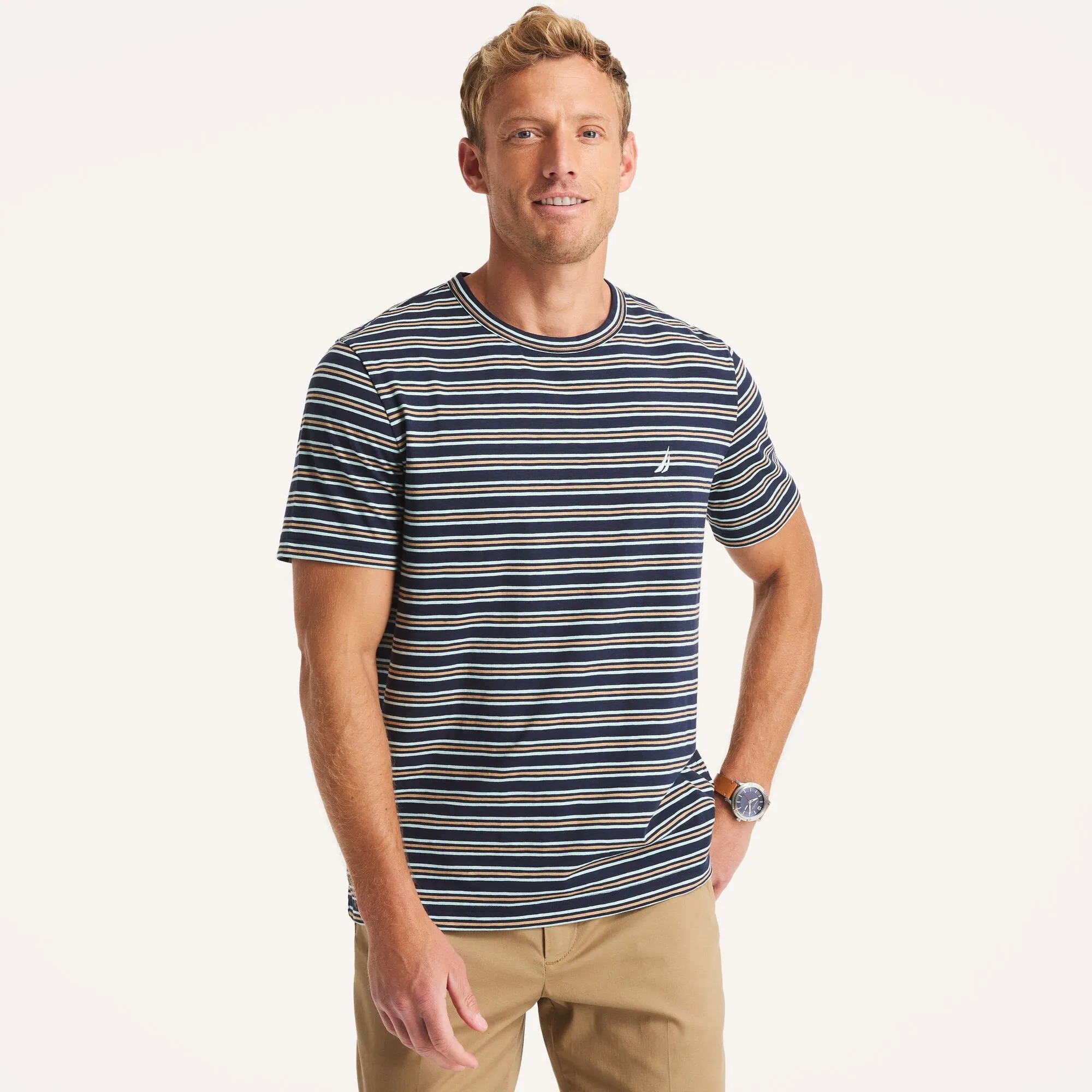 Nautica Mens Striped Crewneck T-Shirt