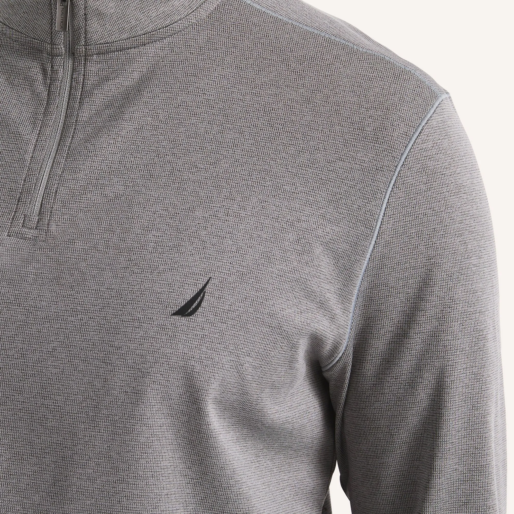 Nautica Mens Textured Interlock Quarter-Zip Sweatshirt