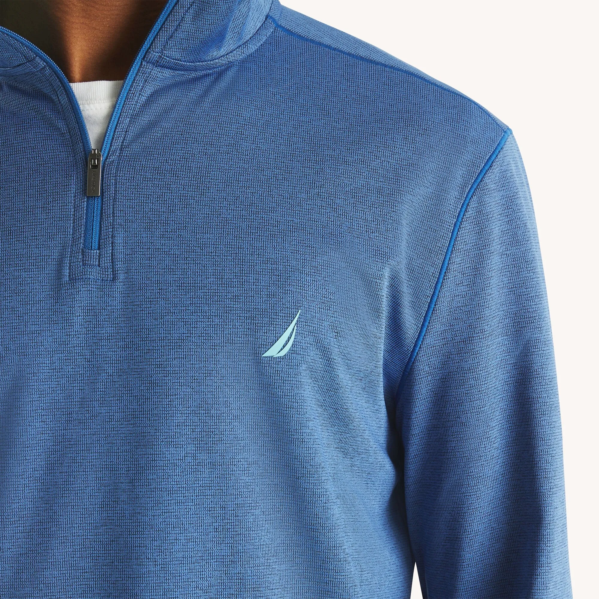 Nautica Mens Textured Interlock Quarter-Zip Sweatshirt