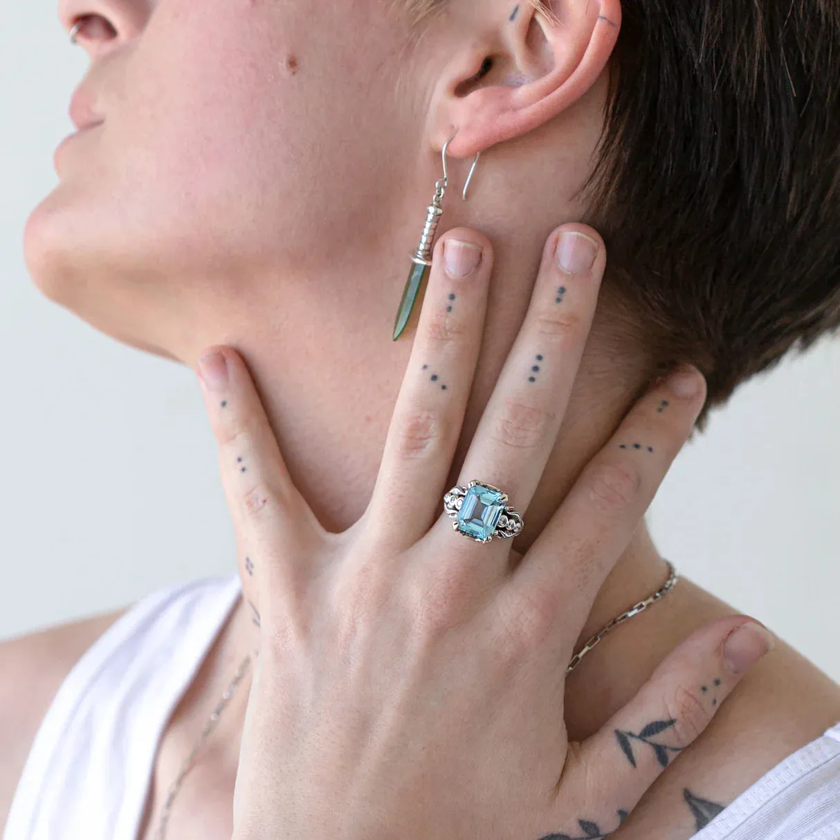 Nick Von K Bijoux Nick Von K - Bague Tide Pool en Topaze Bleue et Argent Sterling