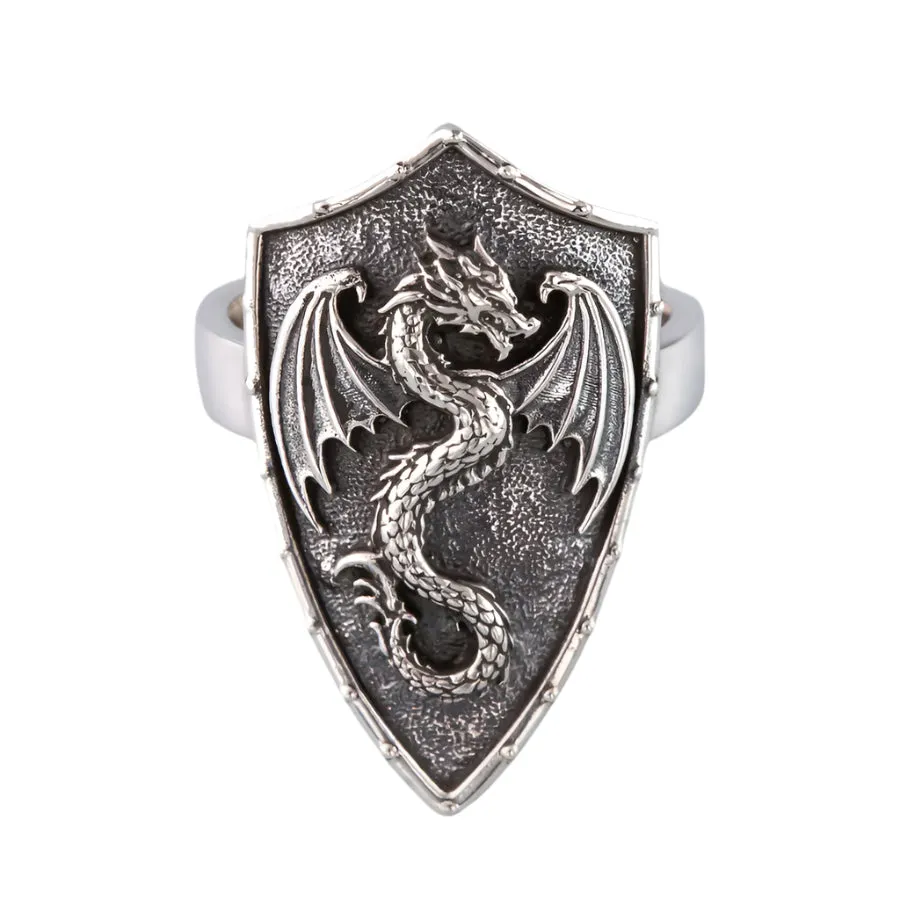 Nick Von K Bijoux Nick Von K - Bague Bouclier du Dragon en Argent Sterling