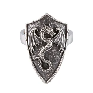 Nick Von K Bijoux Nick Von K - Bague Bouclier du Dragon en Argent Sterling