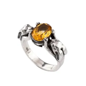Nick Von K Bijoux Nick Von K - Bague Lapin Chanceux avec Citrine en Argent Sterling