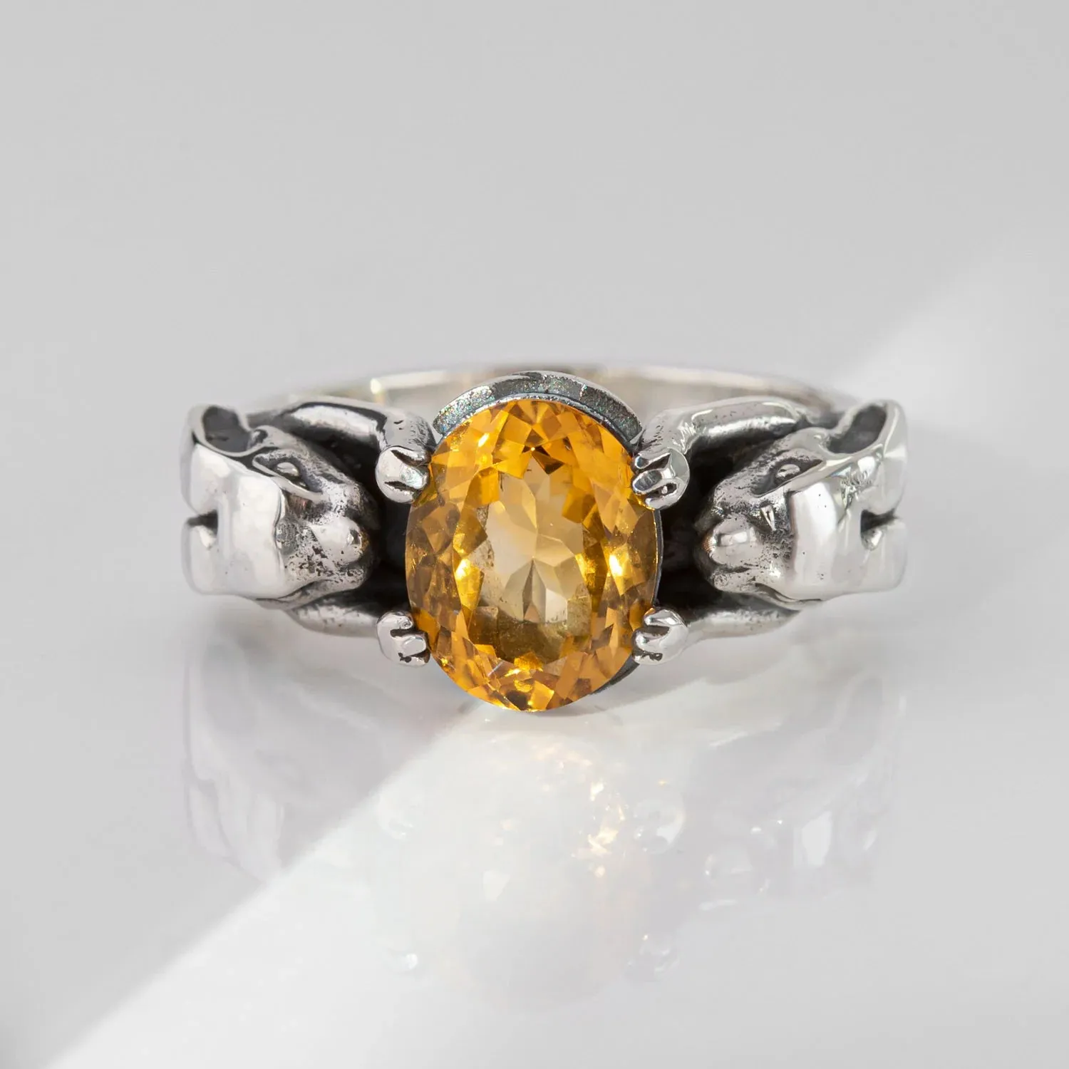 Nick Von K Bijoux Nick Von K - Bague Lapin Chanceux avec Citrine en Argent Sterling