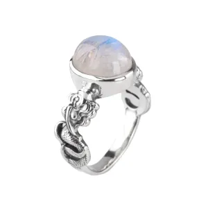 Nick Von K Bijoux Nick Von K - Bague sirène en argent sterling avec pierre de lune arc-en-ciel