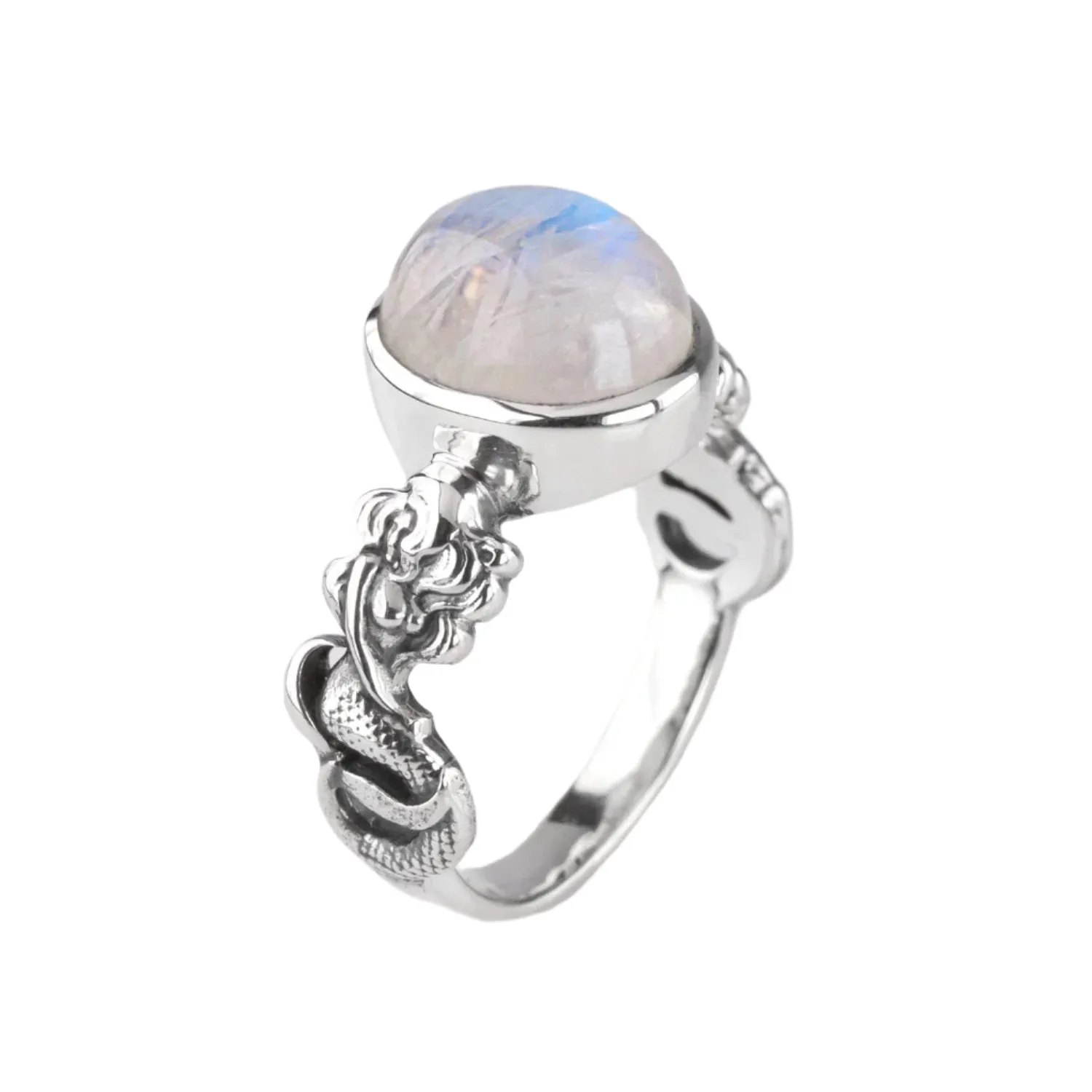 Nick Von K Bijoux Nick Von K - Bague sirène en argent sterling avec pierre de lune arc-en-ciel