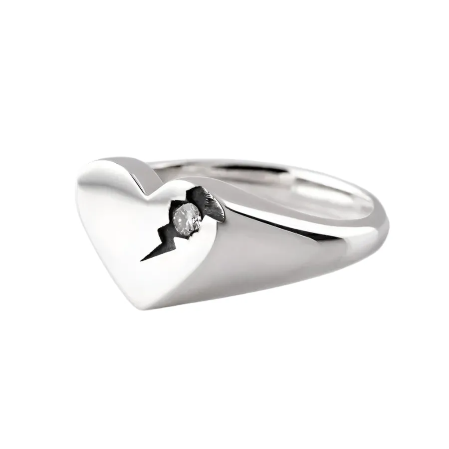 Nick Von K Bijoux Nick Von K - Bague Cœur Imparfaitement Parfait avec Diamant de Laboratoire en Argent Sterling