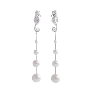 Nick Von K Bijoux Nick Von K - Boucles d'oreilles à goutte avec perle hippocampe