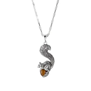 Nick Von K Bijoux Nick Von K - Pendentif Charm Écureuil en Argent Sterling avec Œil de Tigre