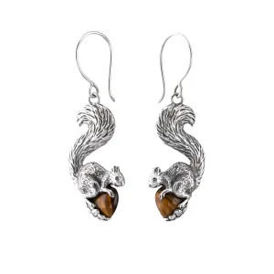 Nick Von K Bijoux Nick Von K - Boucles d'oreilles Écureuil en Argent Sterling avec Œil de Tigre
