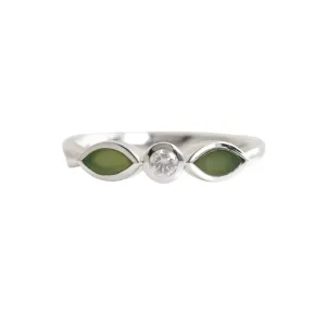 Nick Von K Bijoux NickVon K - Bague Florale en Pounamu et Zirconium Cubique en Argent Sterling