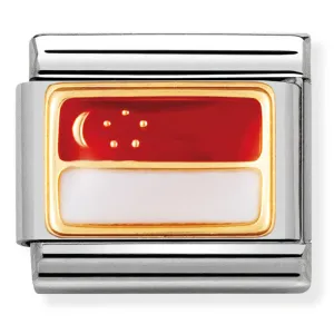 Pendentif Nomination Flags Jewellery Asia Flag - Charme en Or de Singapour