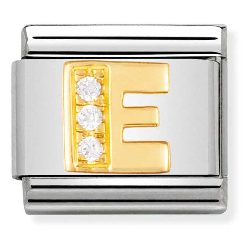 Pendentif Initiale Nomination en Or 18 carats et CZ Lettre E