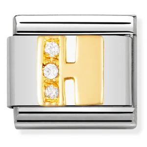 Pendentif initiale Nomination en or 18 carats et lettre H en cristaux CZ