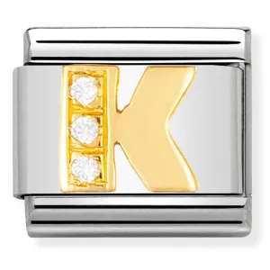 Pendentif initiale Nominatif en or 18 carats et CZ Lettre K