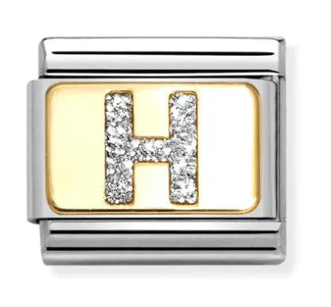 Initiales de Nomination Bijoux Lettre Scintillante H Charme en Or